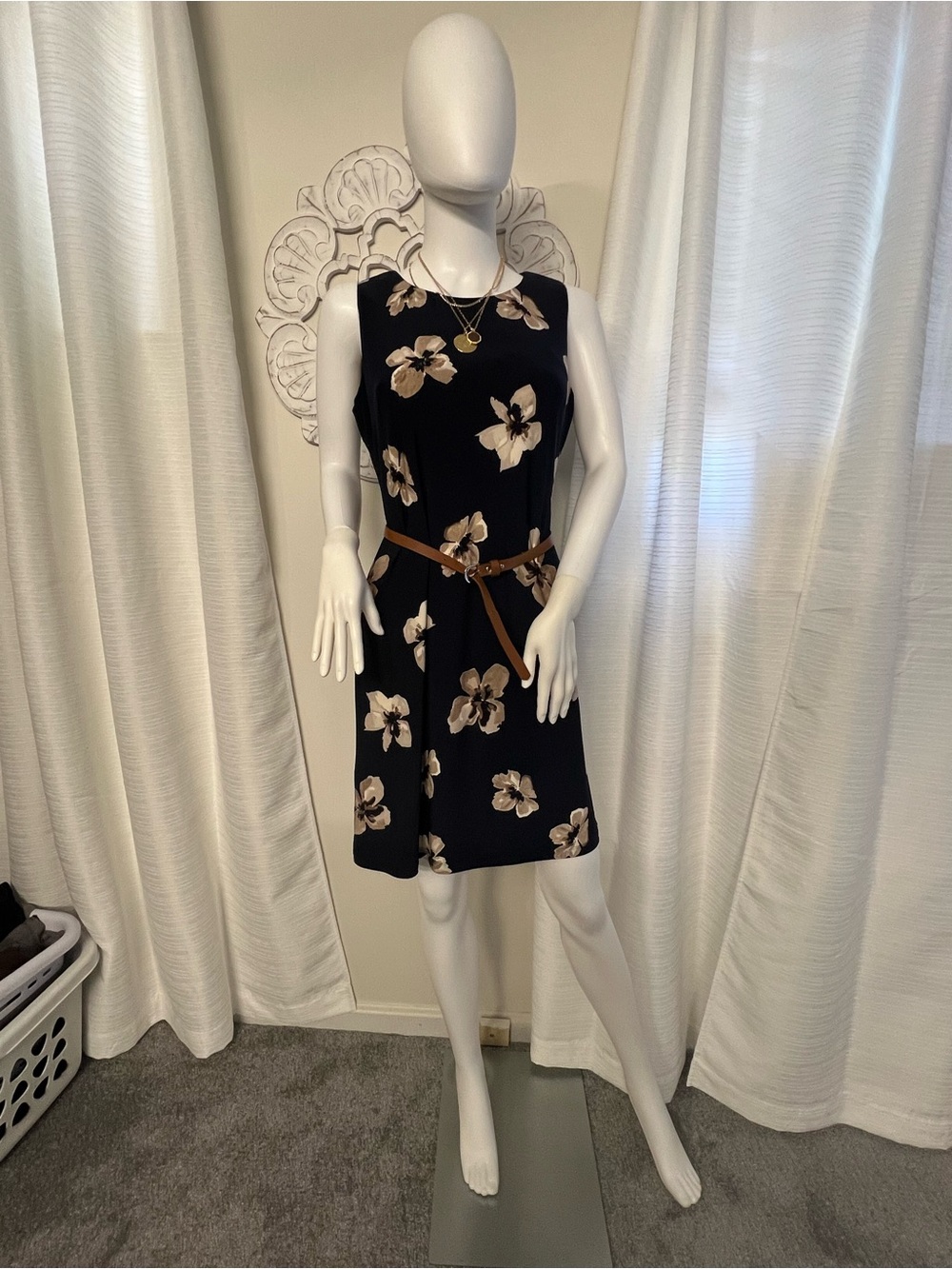 Tommy Hilfiger Navy and Beige Dress